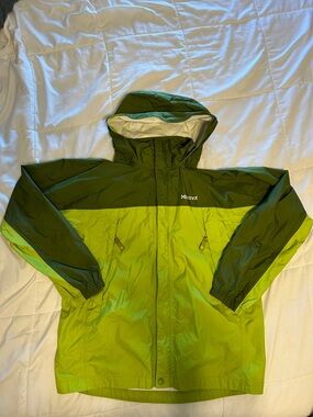 Marmot Two-Tone Olive and Lime Kids Rain Jacket